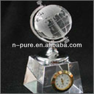 Globe Crystal Paperweight Clock