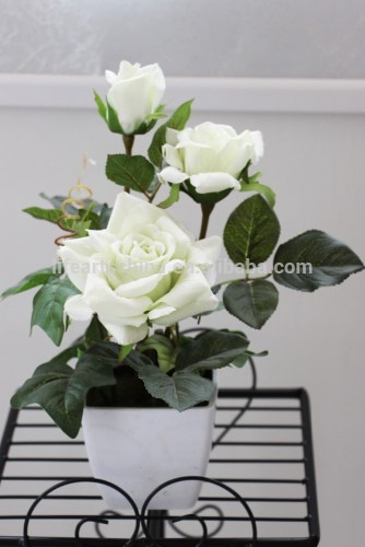 artificial flower, rose flower, 32cm artificial rose bonsai in cream