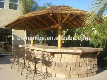 Oval Design With Africa Thatch Panels And synthetic Bamboo fence