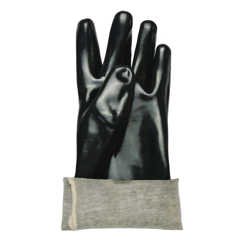 12''Length Black PVC Gloves Smooth Finish Single Dipped