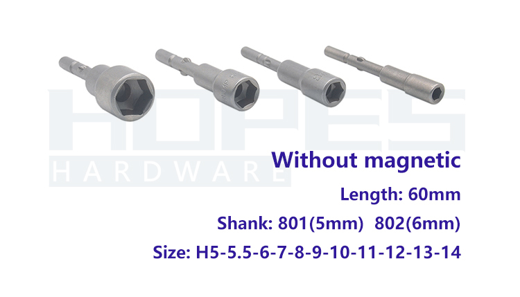 S2 801 5mm 802 6mm hex socket nut driver bits H5 5.5 6 7 8 9 10 11 12 13 14mm Length 60mm electric power screwdriver tools