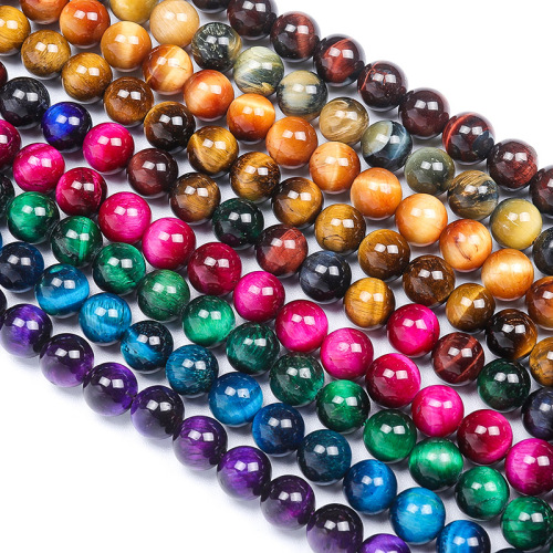 Gemstone 8mm Loose Bead Natural Colorful Tiger Eye Loose Pärlor för DIY -smycken tillverkning