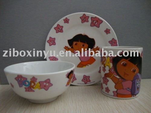 cartoon ceramic set for children contain mug&bowl&planet