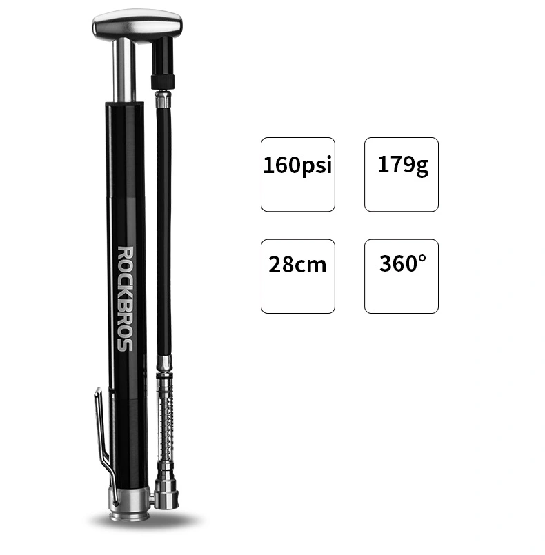 Rockbros Bicycle Pump 160 Psi Cycling Pump Air Inflator Schrader & Presta Valve Road MTB Bike Tire Aluminum Alloy Bicycle Pump