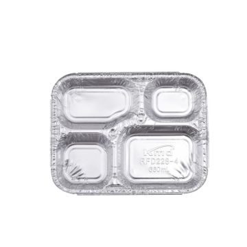 4 Compartment Aluminum Foil Disposable Container Lunch Box