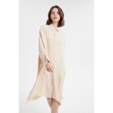 Lady Casual Dress with Asymmetric Hem