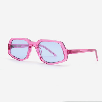 Rectangle and Dimensional Acetate Unisex Sunglasses