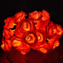 Rose Copper String Lights - Battery-Powered LED Lights for Outdoor Valentine's Day Decor