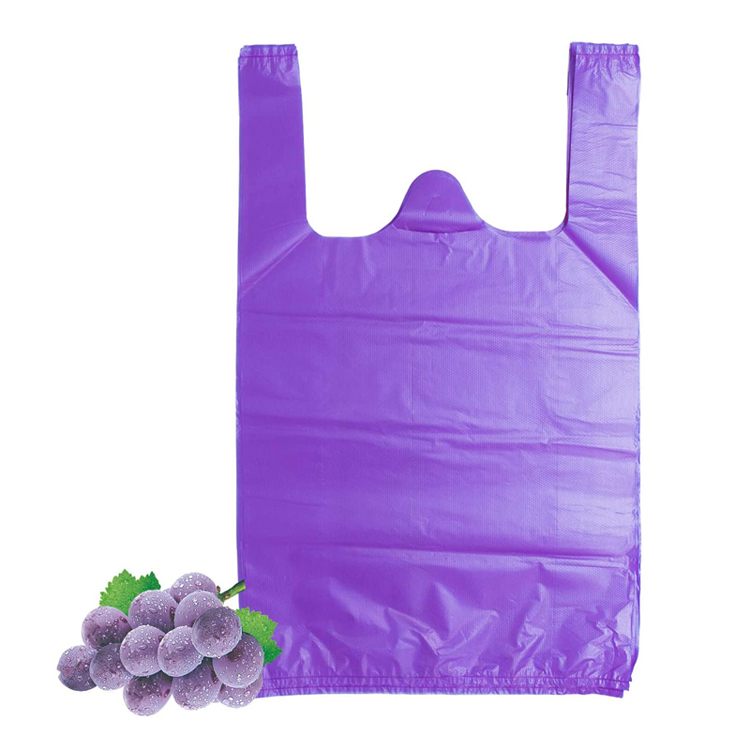 Custom Printed High Quality Wholesale Plastic T-Shirt Food Packing Bags for Grocery