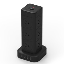 US Power Cord Extension Strip with USB Port and Multi-Socket: 3-Layer Power Extension Lead