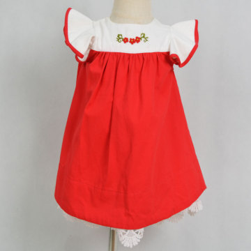 Wholesale boutique girls party embroidery Christmas dress
