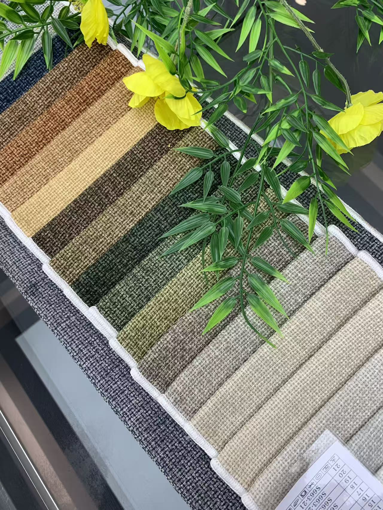 Tissu d'ameublement d'aspect lin tissé naturel Natural Woven Linen Look Upholstery Fabric