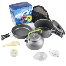 Outdoor Aluminum Camping Cookware Portable Camping Picnic Cooking Pot Mess Kit