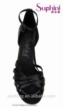 Suphini Factory Customized Design Black Satin Latin Salsa Shoe