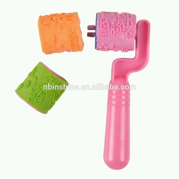 Rubber roller stamp with ink pad on blister card,roller stamp with handle
