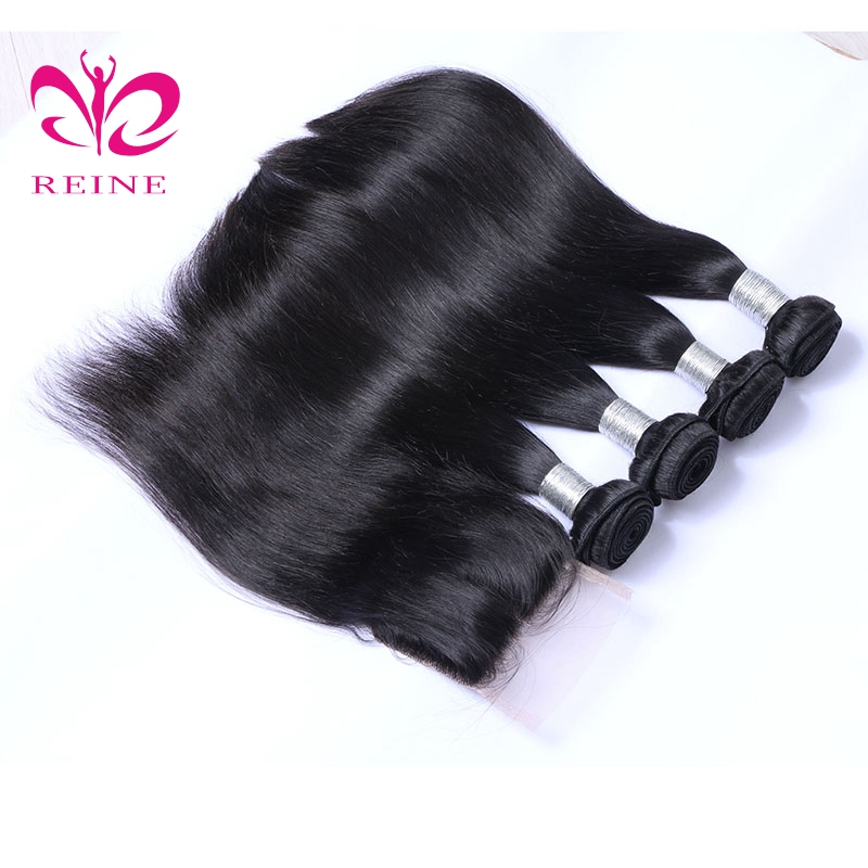 REINE HAIR Wholesale unprocessed raw hair bundles virgin brazilian Silky straight hair with closure