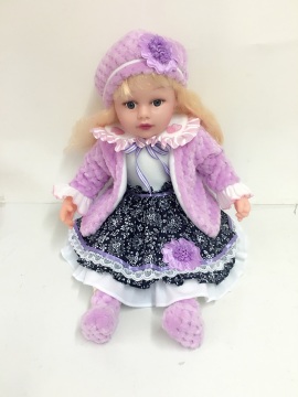 18" purple coat vinyl doll