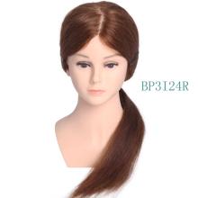 Real human hair mannequin training head with shoulders for braiding