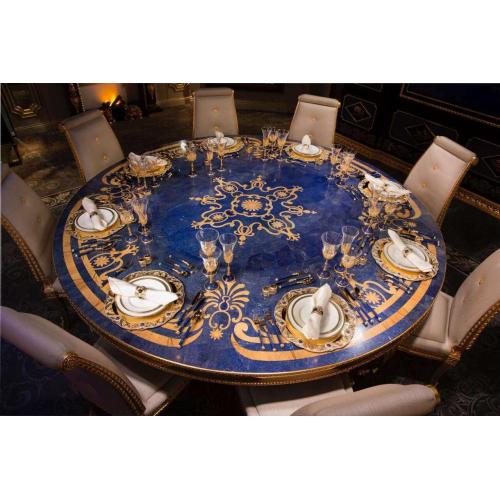 Table ronde en sodalite bleue