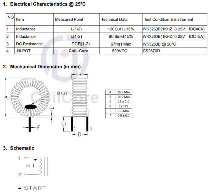 Ferrite Core Common Mode Chokes Coil Filter for Power Inductor