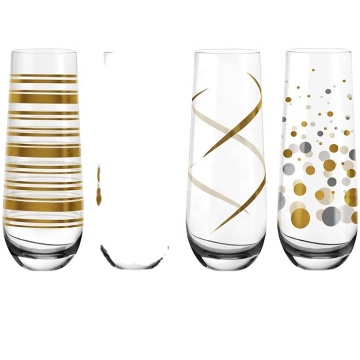 custom logo champagne flutes stemless champagne glasses set