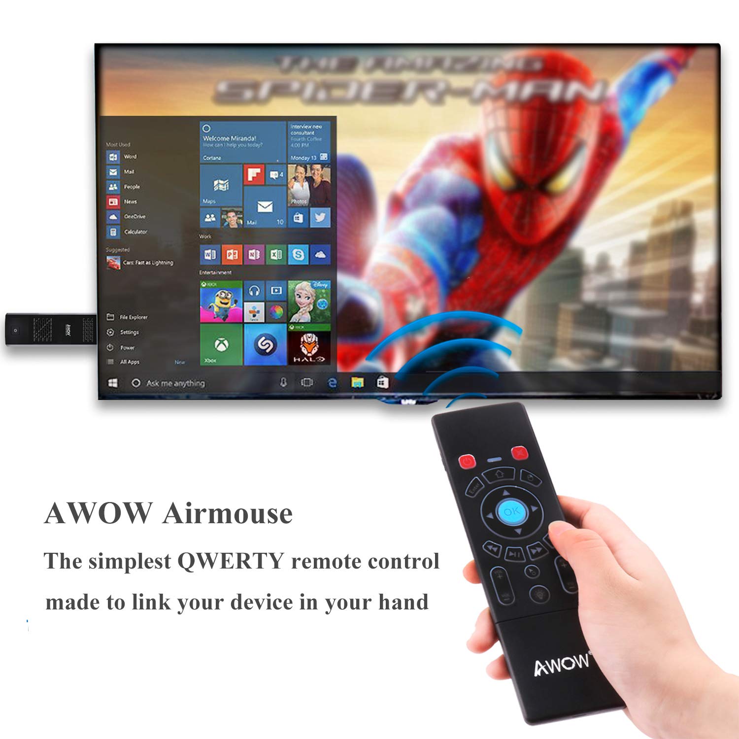 Mini Wireless Keyboard/Air Remote Control/Mouse/Touchpad with Colorful Backlit for Windows Mini PC Stick