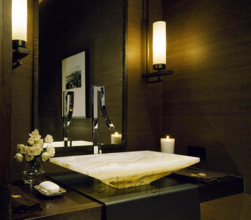 Rectangular shape natural marble bathroom onyx sink