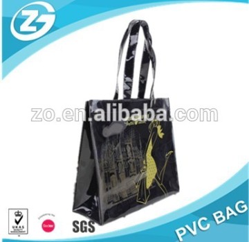 PVC Black tote bag/ vinyl black tote bag/ black plastic tote bag