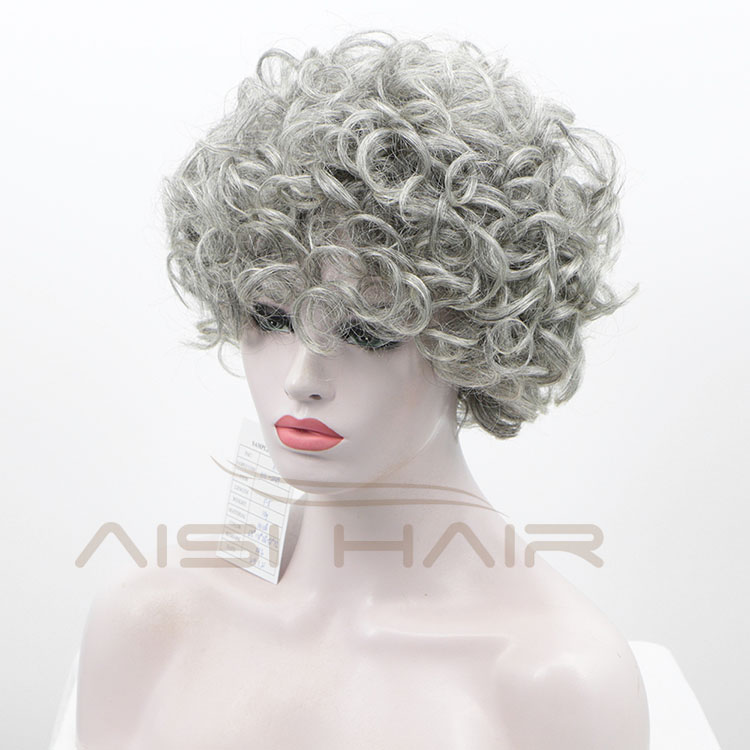 Aisi Hair Wholesale Wigs Grey Weaving Deep Curly Fluffy African 100% Human Hair Wig In Dubai