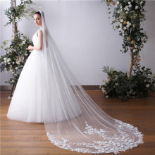 Hot Sale Long White Ivory Beautiful Hair Comb Floral Wedding Veil