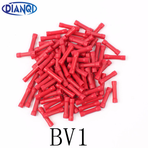 BV1 BV1.25 Full Insulating Wire Connector wire connector Butt Connectors Crimp Electrical Wire Splice Terminal 100PCS/Pack BV