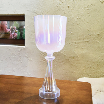 Q're Pearl Pink Crystal Singing Grail Crystal Singing Chalice 6.25''