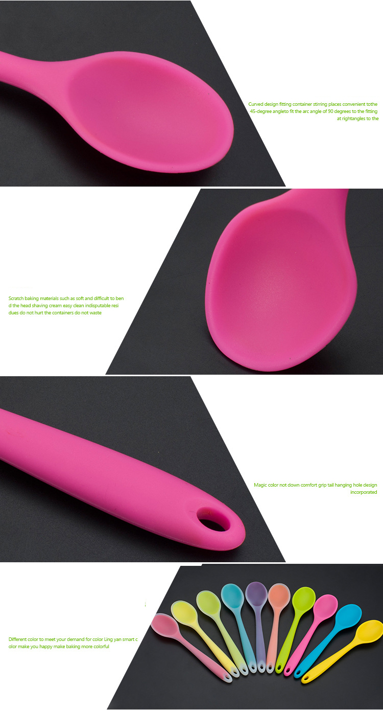 Heat Resistant Food Mixing Serving Kitchen Silicone Spoon