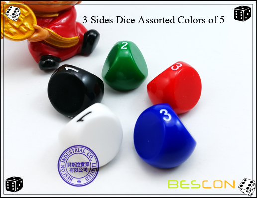 3 Seiten Würfel Verschiedene Farben von 5 3 Sides Dice Assorted Colors of 5