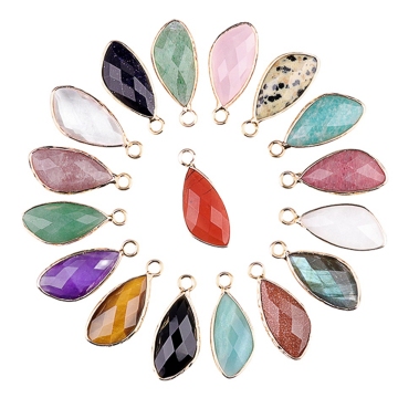 Gemstone Faceted Waterdrop Pendant Natural Stone Waterdrop with Gold Plated Faceted Pendants Crystal Tear Drop Charm Pendant