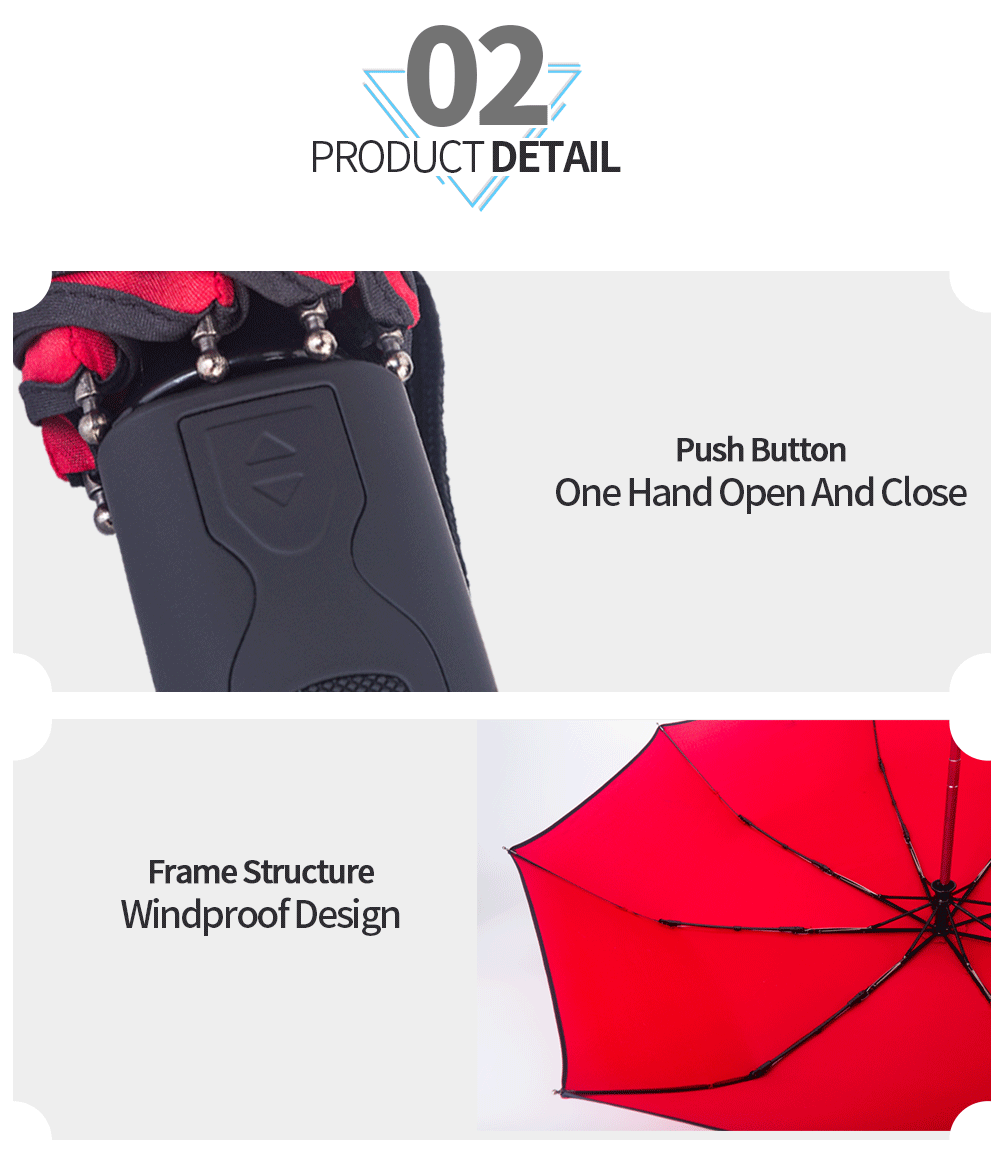 3 Folding Umbrella Black Rubbery Handle With Strap