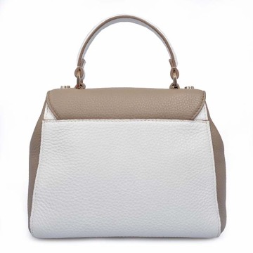 Classic Contrast Color Handbags Women Leather Tote Bags