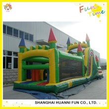 inflatable obstacle course with slide and tunnel/ 40 ft obstacle course game