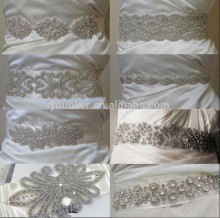 Bridal beaded rhinestone appliques to sew for wedding dresses and iron on rhinestones appliques wholesale
