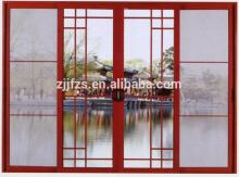 Wooden grain Aluminum Sliding Doors with decoration bars