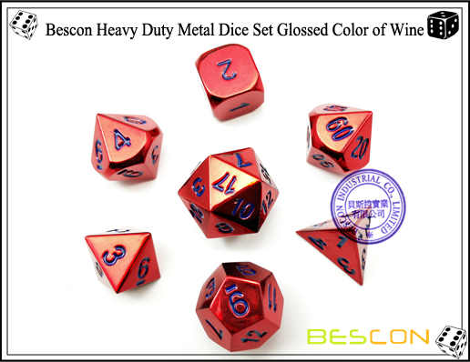 Bescon Heavy Duty Metal Dice Set Glossed Color of Wine-5 Bescon Heavy Duty Metal Dice Set Glossed Color of Wine-5