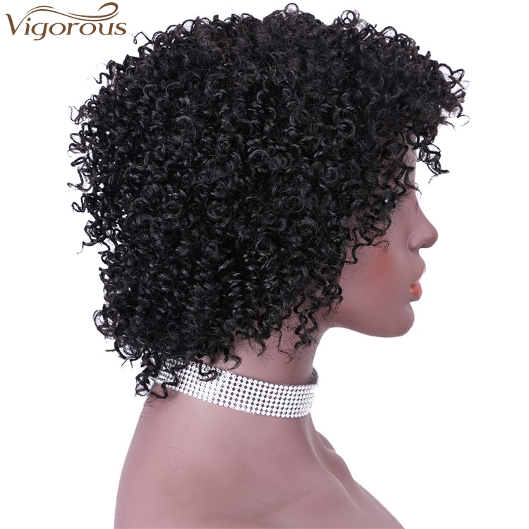Vigorous Top Quality 100% Human Hair Wig Black Middle Part Short Wigs Kinky Curly Wigs for Black Women Wholesale Price