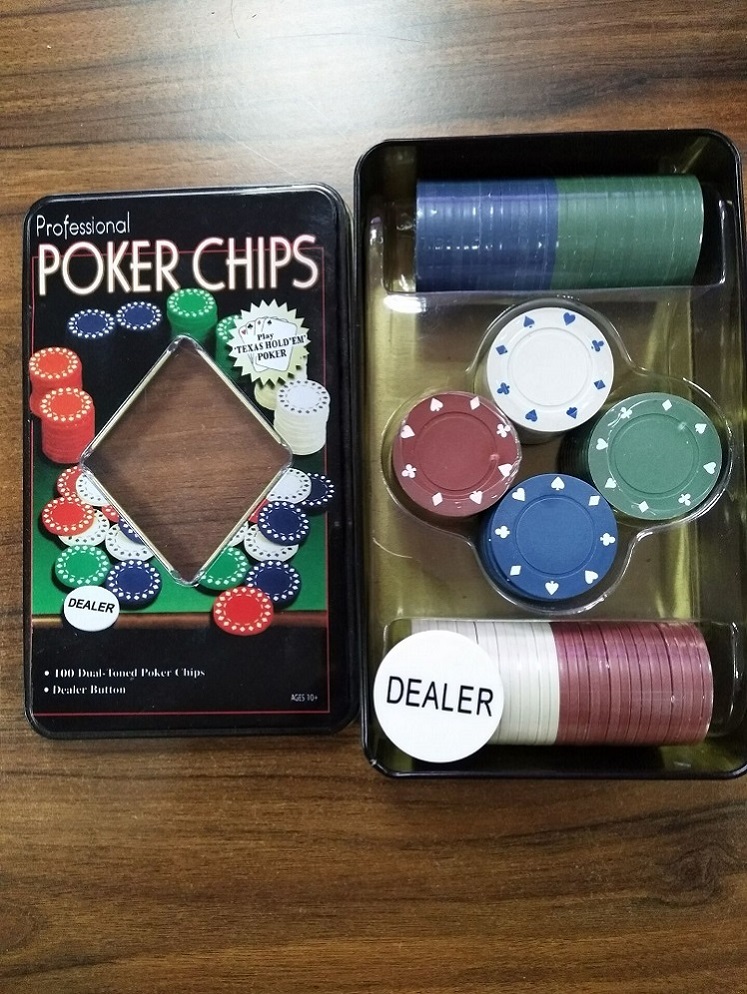 poker chips in tin box