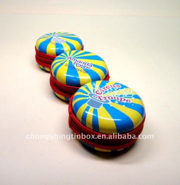 lovely round zipper tin box