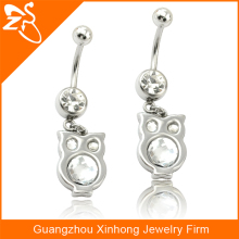 Belly Button Piercing Rings with Crystals, Wholesale Body Piercing Jewelry Factory, Cute Owl Dangle Navel Rings