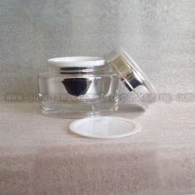 50g runde Form glänzend Silber kosmetische Jar