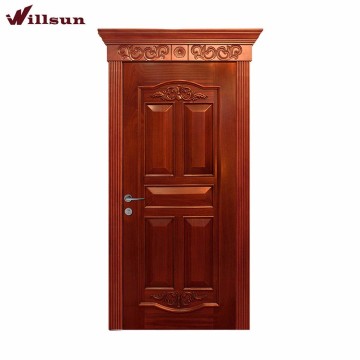 2016 Design Mahogany Simple Carving Big Door Head Solid Wood Bedroom Door