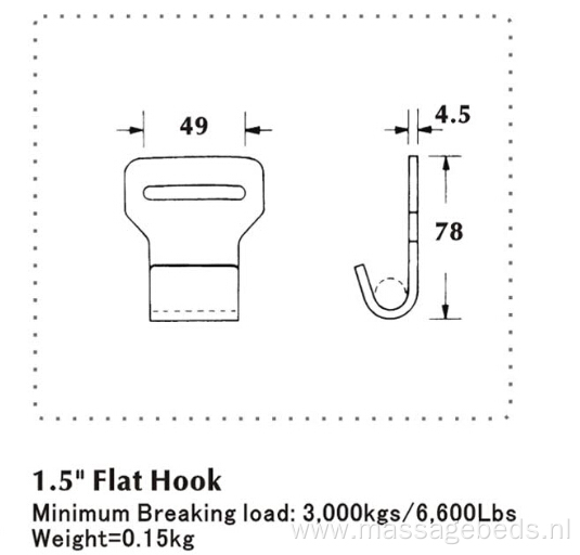 1.5 Inch Standard Flat Hook