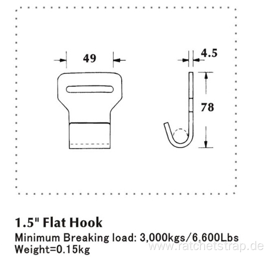 1.5 Inch Standard Flat Hook