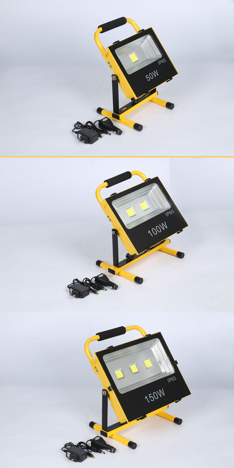Portable IP65 high brightness 10W 20W 30W 50W 100W 150W 200W  tripod stand rechargeable LED emergency light
